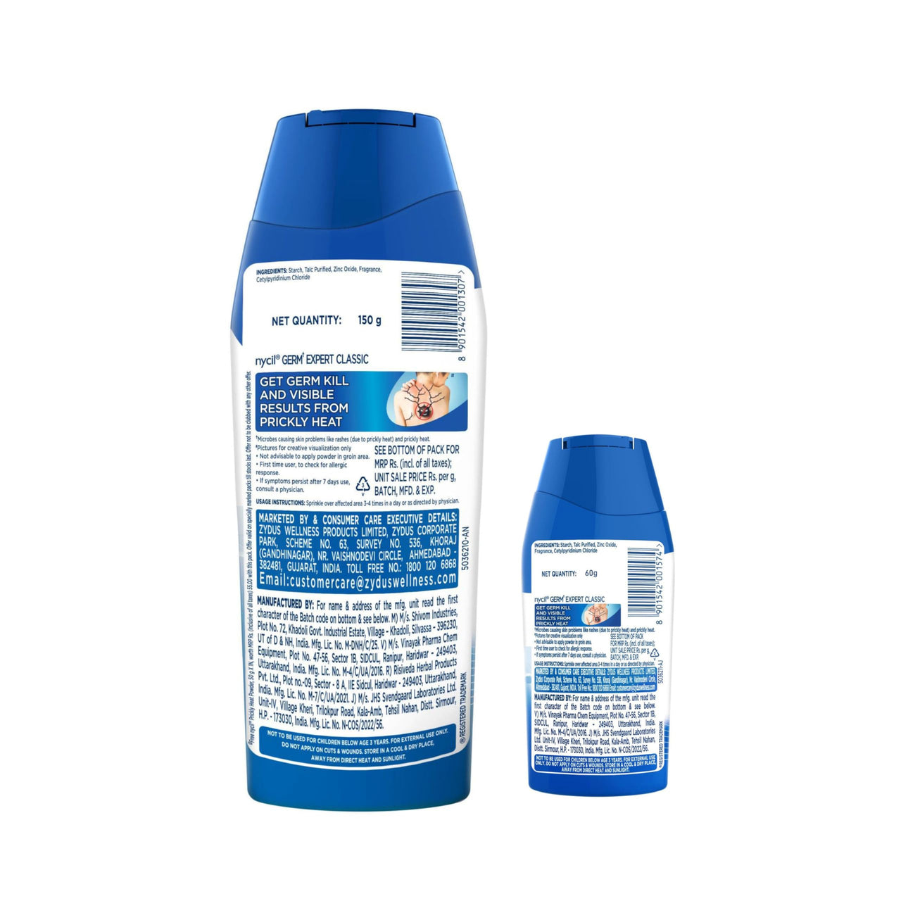 Nycil Classic Prickly Heat Talcum Powder, 150g (Cool Herbal 60g Free)