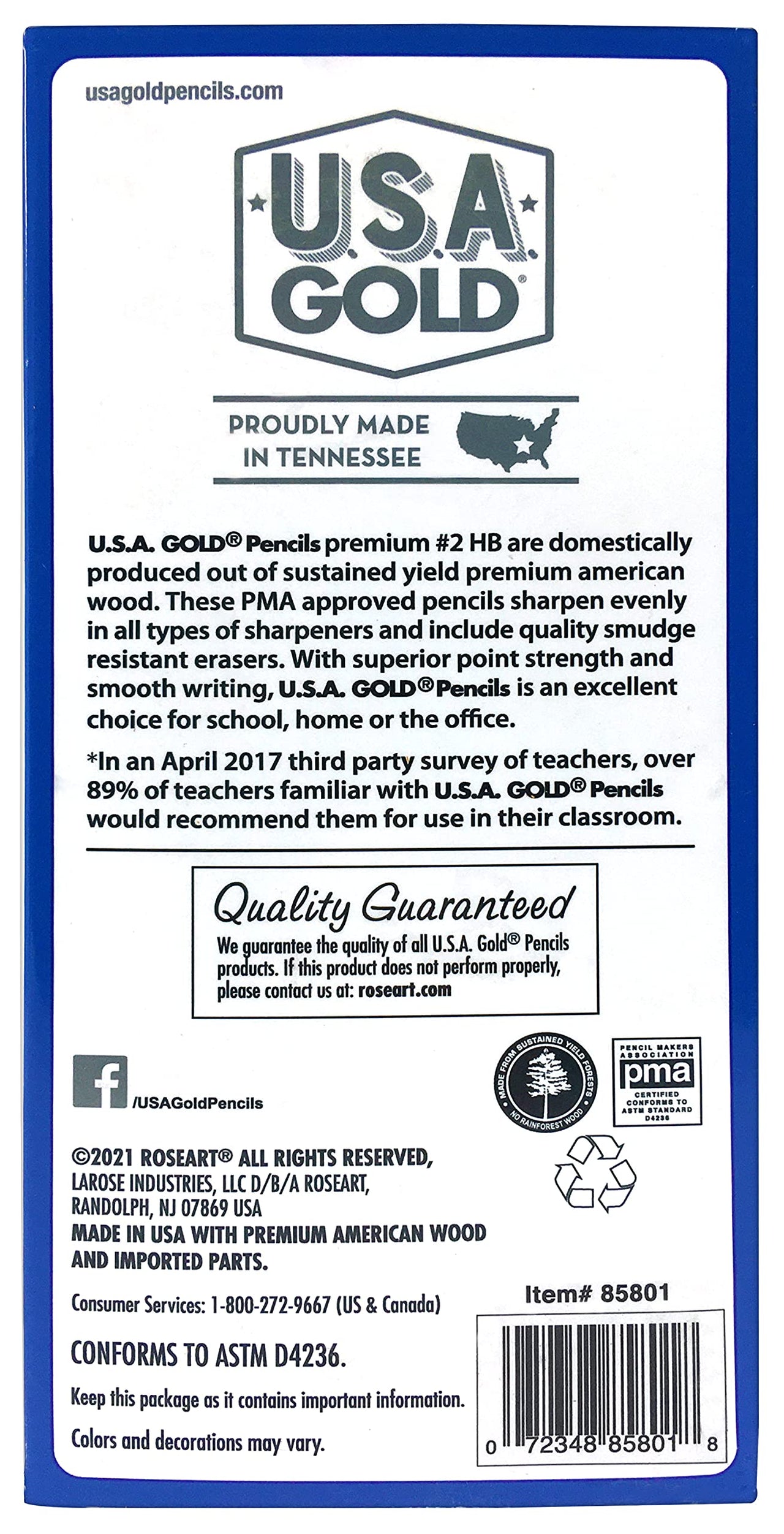 Cra-Z-art U.S.A. Gold Pre-sharpened American Wood Cased #2 HB Yellow Pencils, 60 Pack 1 Count (Pack of 60)