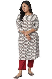 XL LOVE - By Janasya Women's  Plus Size White Cotton Kurta
