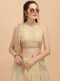 DUNGRANI Women's  Linen Saree With Blouse Piece