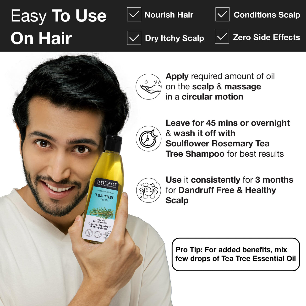 Soulflower Tea Tree Scalp and Anti Dandruff Hair Oil, 120ml