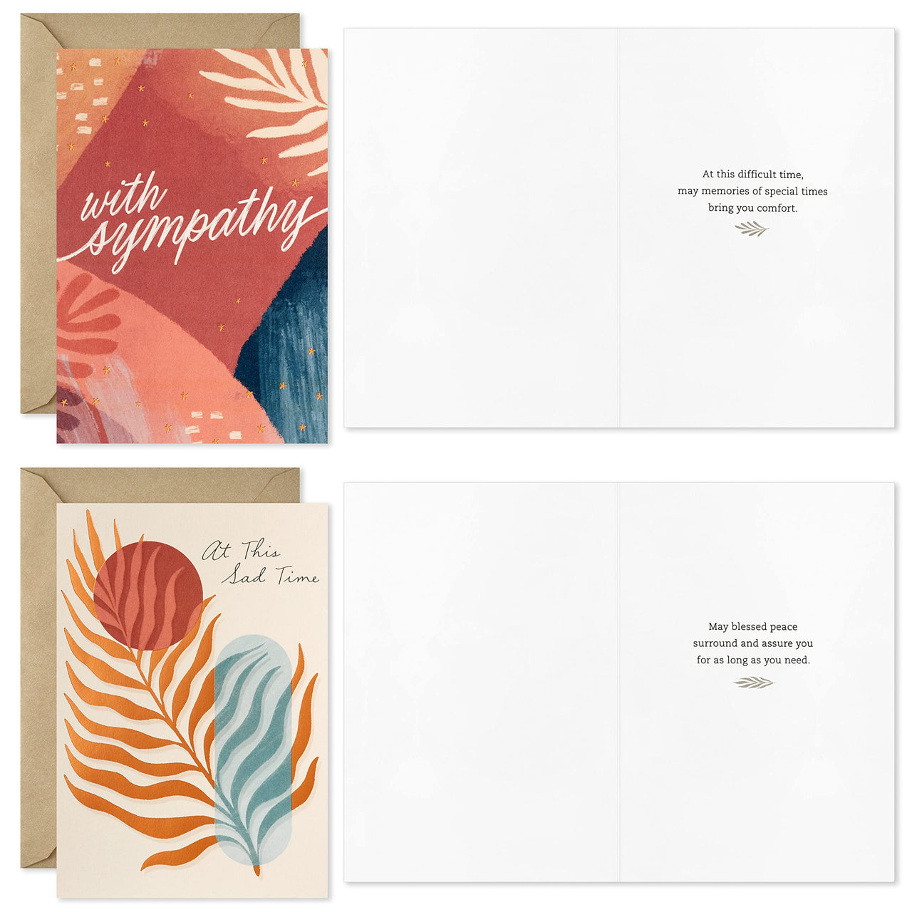 Hallmark Sympathy Cards Assortment, Painted Palms (16 Assorted Thinking of You Cards with Envelopes)