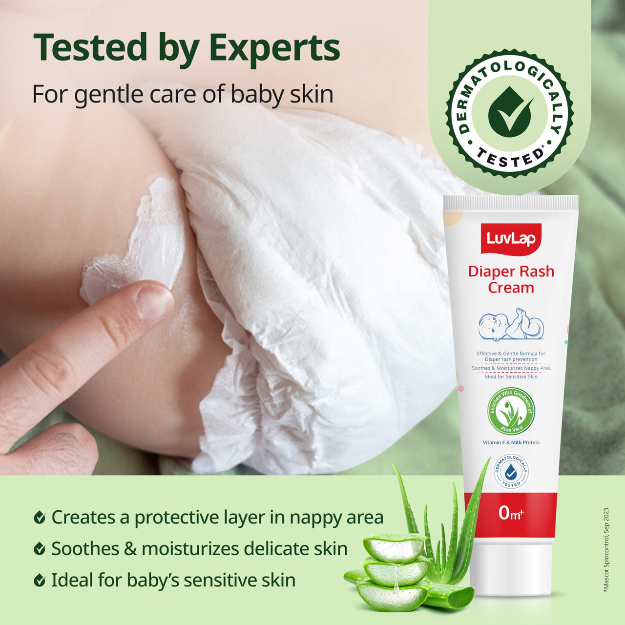 LuvLap Baby Diaper Rash Cream, 75g, Nappy cream for newborns & babies, Diaper Rash Prevention & treatment, Natural Cream with goodness of Aloe Vera, Vitamin E & Milk Protein, Dermatologically tested
