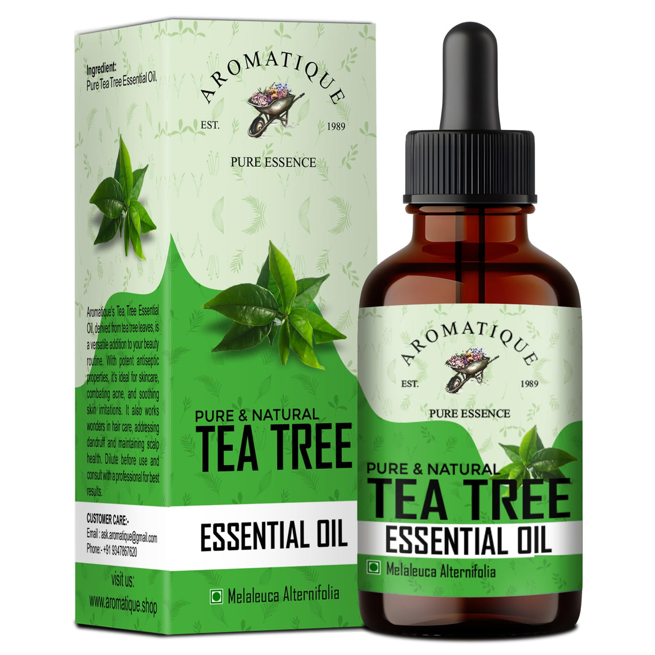 Aromatique Tea Tree Oil for Face - Tea Tree Essential Oil for Skin, Hair Growth, Scalp, Acne - Tea Tree Oil 15 ml