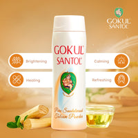 Gokul Santol Pure Sandalwood Talcum Powder | 300g | Long-Lasting Soothing Fragrance | Natural Sweat & Oil Absorption | Refreshing & Healthy Glowing Complexion