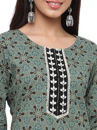 Jaipur Kurti Women's  Cotton Straight Kurta Green S