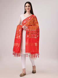 KAPAAHA Women's  Woven Silk Blend Patola Fulwadi Dupatta, Width 45 inch, Length 2.5 meter