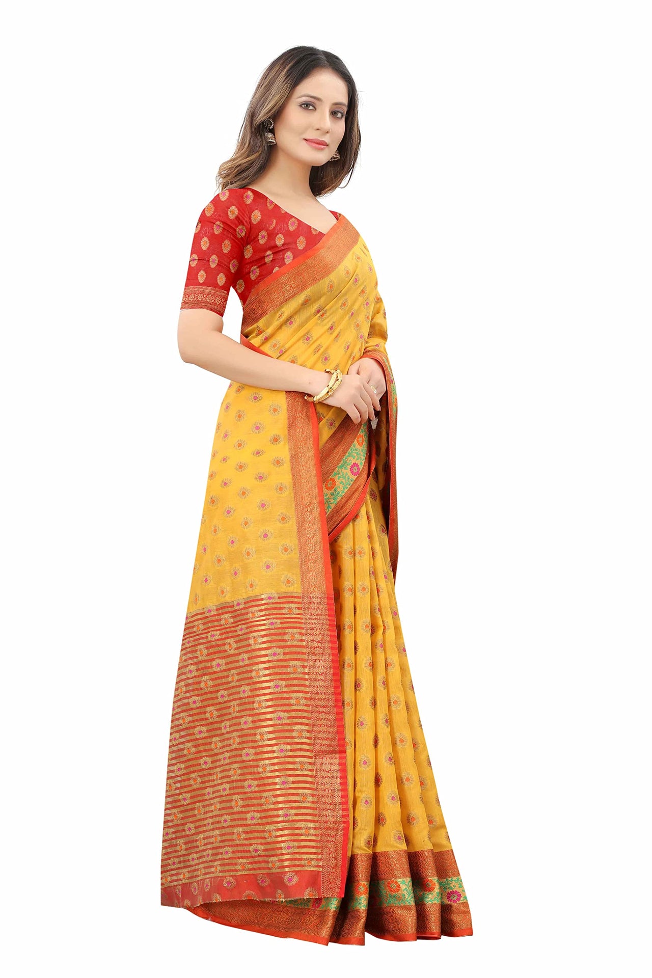Silk Zone Women's  Cotton Woven Saree