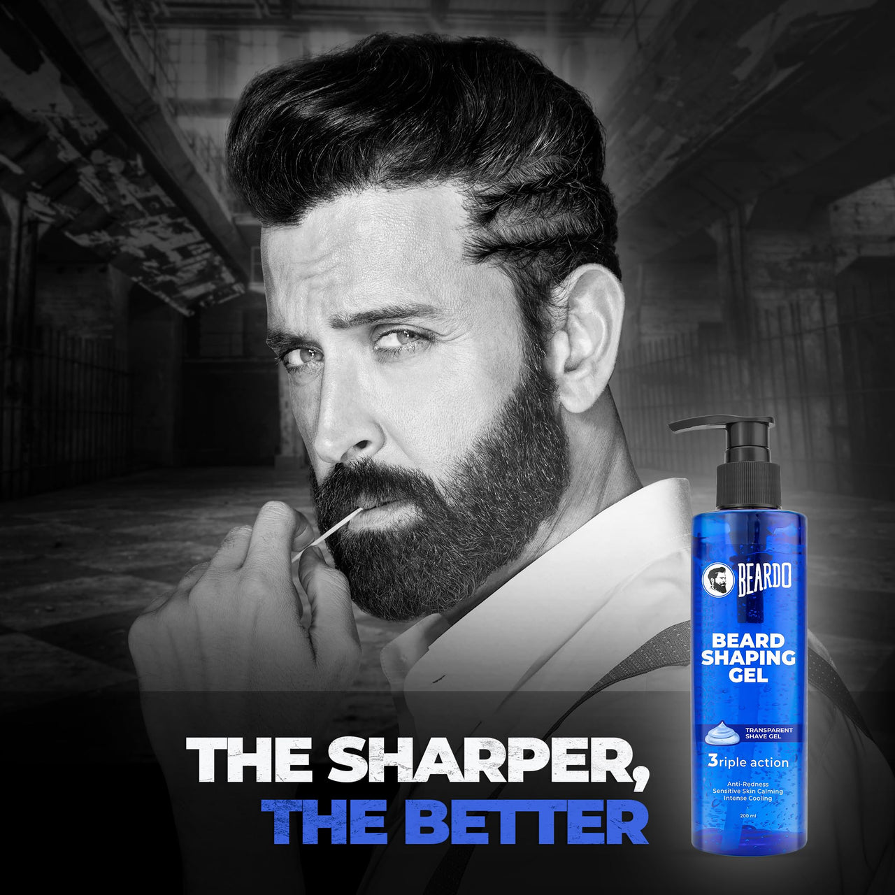 Beardo Beard Shaping Gel, 200ml | 3riple Action Transparent Shaving Gel for Men | Shaving gel with Anti-Redness, Calming, Intense Cooling | Suitable for Sensitive Skin