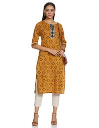Jaipur Kurti Women's  Cotton Straight Kurta Green S