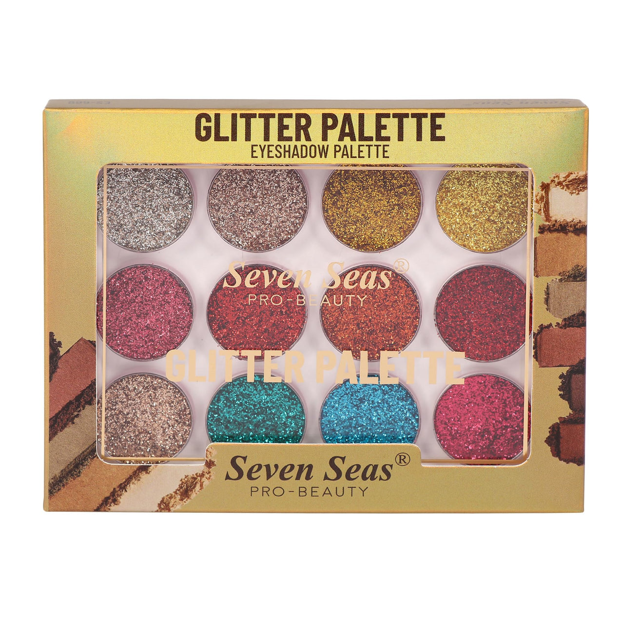 Seven Seas Glitter Eyeshadow Palette Shimmery Finish for Eye Makeup | Long Lasting | Highly Pigmented For Smokey Eye Palette (Skin)