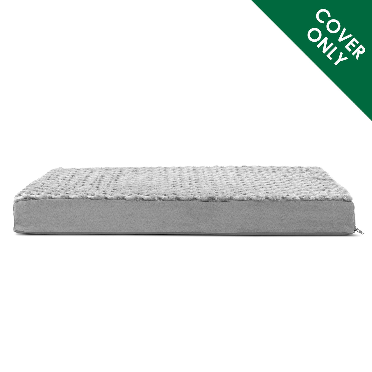 Furhaven Replacement Dog Bed Cover Ultra Plush Faux Fur & Suede Mattress, Machine Washable - Gray, Jumbo Plus (XX-Large) Ultra Plush Curly Faux Fur (Gray) 53.0"L x 40.0"W x 0.3"Th Cover Only