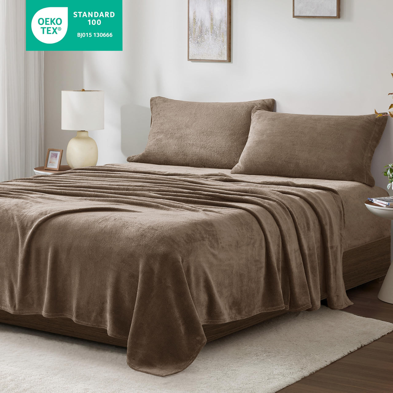 Sleep Philosophy True North Fleece Sheet Set Full, Solid Color, Warm & Plush Sheets Soft Fleece Bedding Full Size Sheets, Fitted Pocket Fits Up to 16" Mattress, Soloft, Full Burgundy 4 Piece