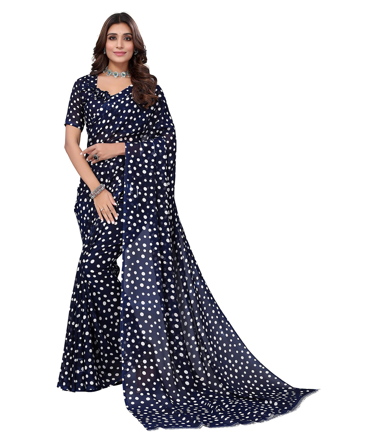 Yashika Women's  Georgette Printed Saree With Blouse Piece