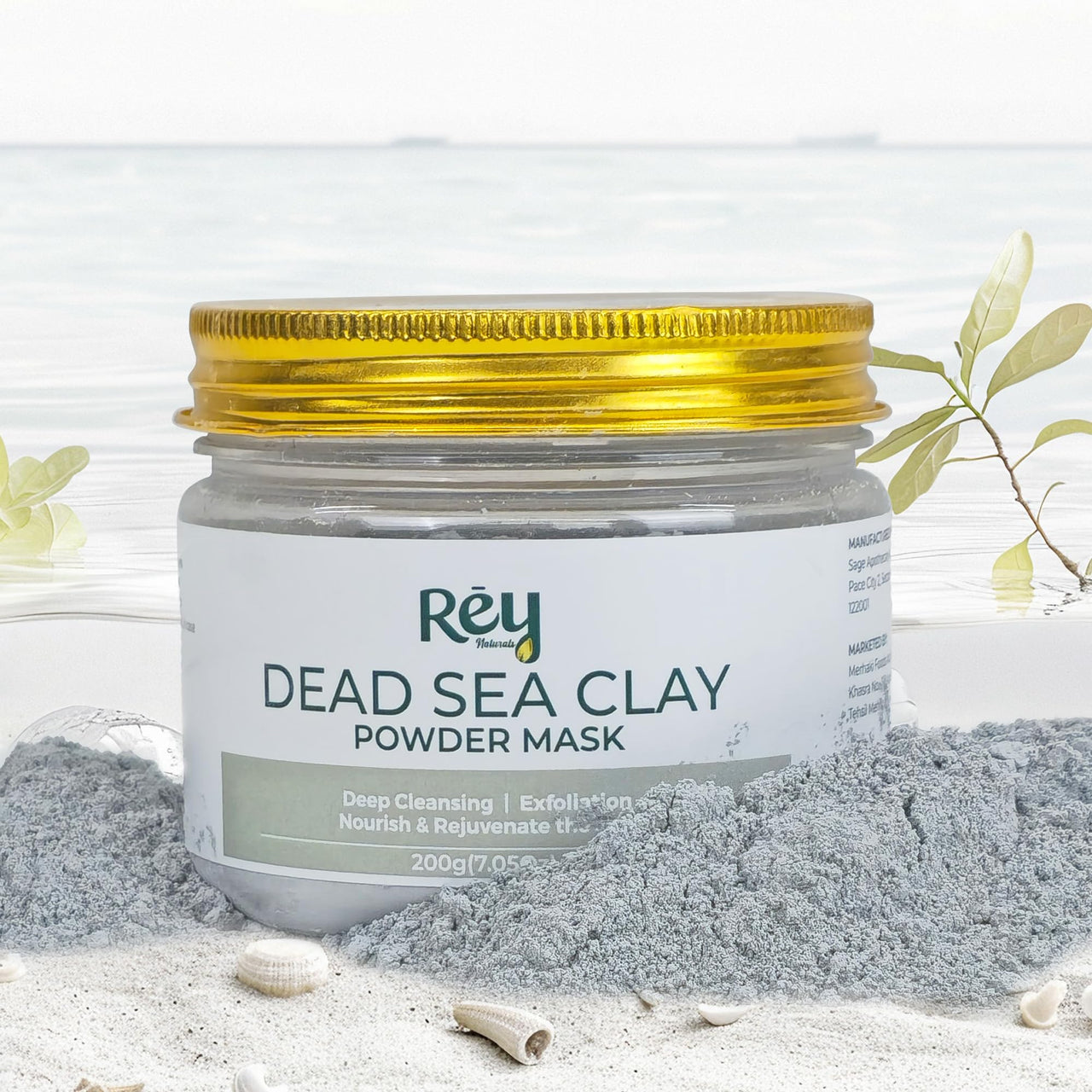 Rey Naturals Dead Sea Clay Face Pack - 200g | Face Clay Mask for Skin Hydration & Detoxification | Minimize Blackheads & Acne | Draws Out Impurities, Dirt & Toxins From Skin