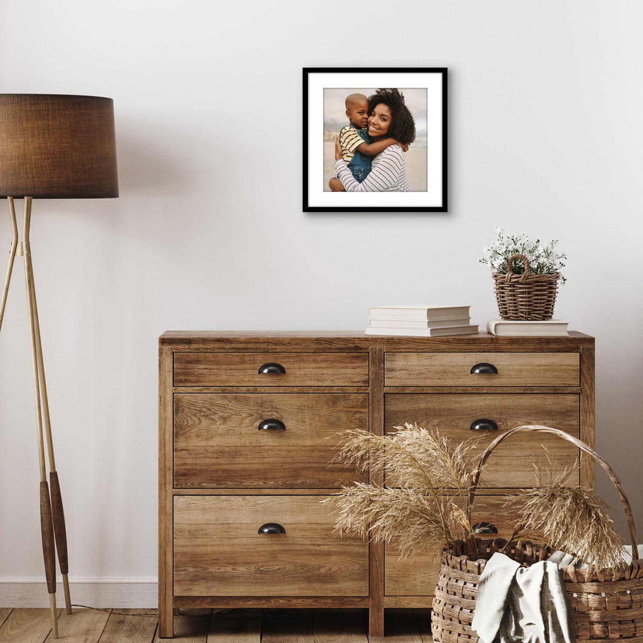 Americanflat 13x13 Picture Frame in Black - Use as 10x10 Picture Frame with Mat or 13x13 Frame Without Mat - Thin Border Photo Frame with Plexiglass Cover - Square Picture Frame for Wall Display 13x13 - (10x10 With Mat) 1 Pack