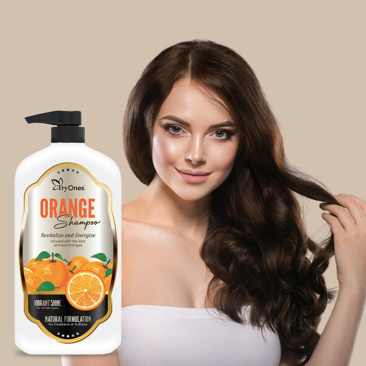 TryOnes Orange Shampoo Hair Repairing Shampoo Paraben Free Gentle & Soft Shampoo For Women & Men_1000 ml