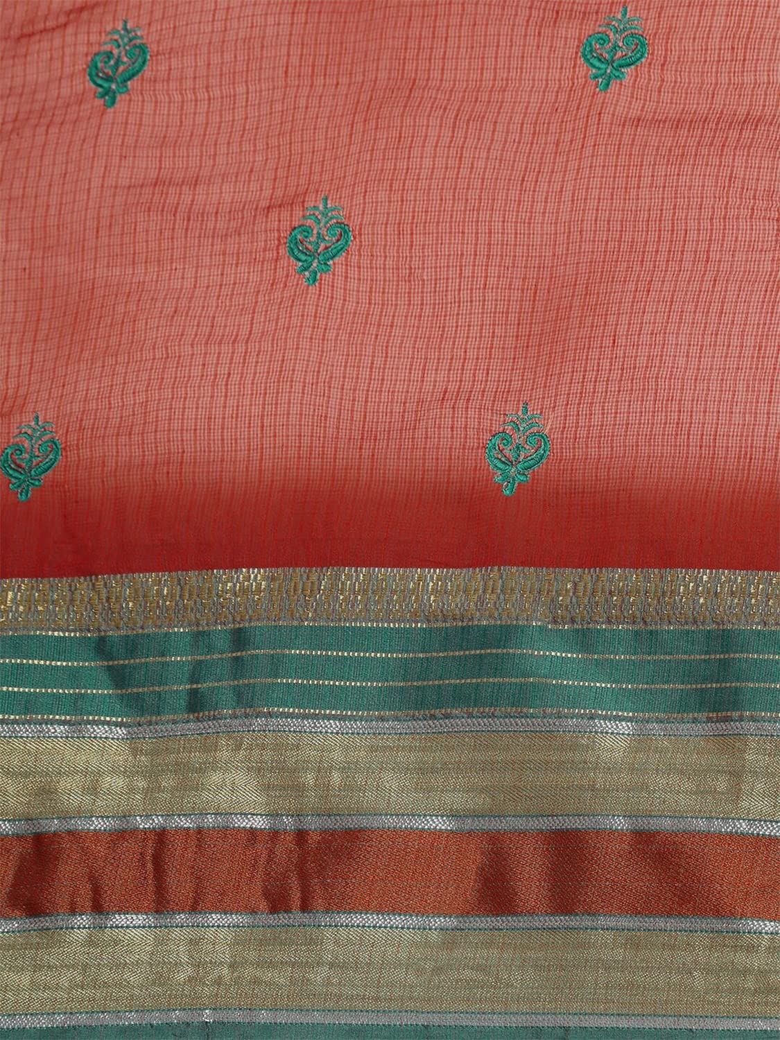 leeza store Women's  Jacquard Dobby Butta Butti Rich Kota Doria Cotton Silk Saree With Blouse Piece Green