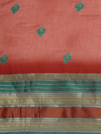 leeza store Women's  Jacquard Dobby Butta Butti Rich Kota Doria Cotton Silk Saree With Blouse Piece Green