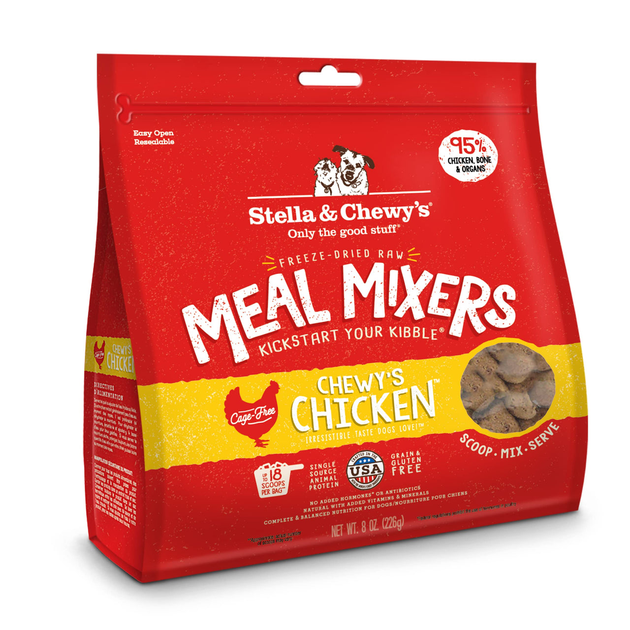 Stella & Chewy's  Freeze Dried Raw Chewy’s Chicken Meal Mixers – Dog Food Topper for Small & Large Breeds – Grain Free, Protein Rich Recipe – 8 oz Bag 8 Ounce (Pack of 1)