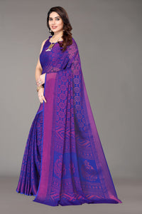 Winza Designer Women's  Chiffon Brasso Printed Saree with Blouse Piece (WDP Brasso Malini W)