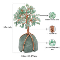 Green Aventurine Chakra Tree of Life - Crystal Tree for Positive Energy, Green Aventurine Base, Handmade Gemstone Tree, Copper Wire Money Tree - Feng Shui Decor, Green Healing Crystals, Spiritual Gift Green Aventurine + Green Base