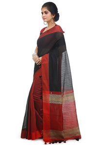 BENGAL HANDLOOM Women's  Art Silk Cotton Stripe Saree With Blouse Piece