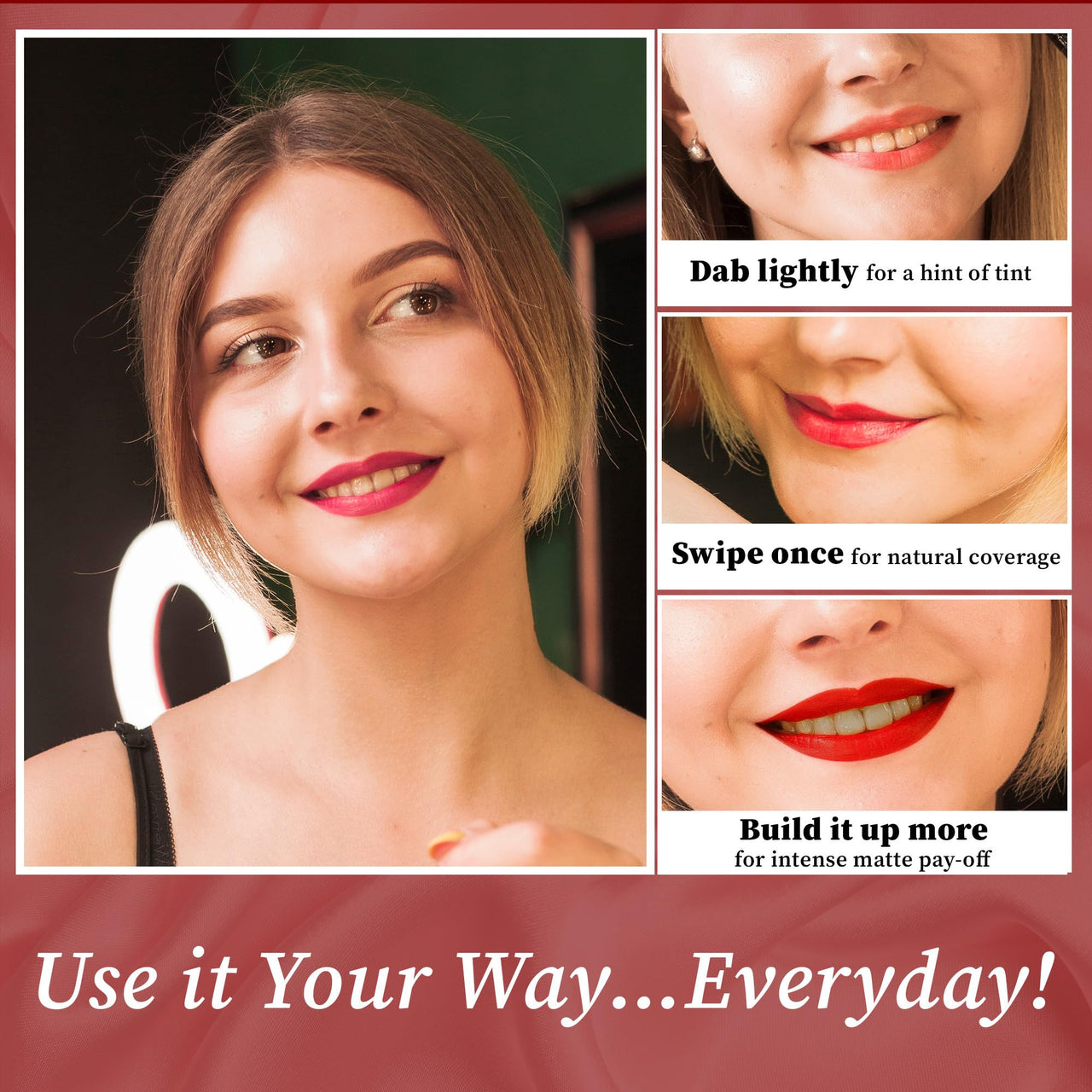 Pijn Luxe Comfy Matt Lipstick Heart Red | 12HR Long-Lasting, Smudge-Proof & Waterproof | Lightweight, Smooth Matte Finish With Vitamin E & Lip Repair | Lipstick for Women