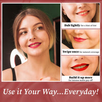 Pijn Luxe Comfy Matt Lipstick Hot Red | 12HR Long-Lasting, Smudge-Proof & Waterproof | Lightweight, Smooth Matte Finish With Vitamin E & Lip Repair | Lipstick for Women