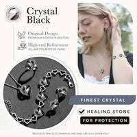 Leafael Women’s Silver Plated Infinity Love Heart Pendant Necklace with Birthstone Crystals, Jewelry Gifts for Her, 18 + 2 inch Chain, Anniversary Birthday Mother's  Necklaces for Wife Mom Girlfriend 13c-Protection-Crystal Black