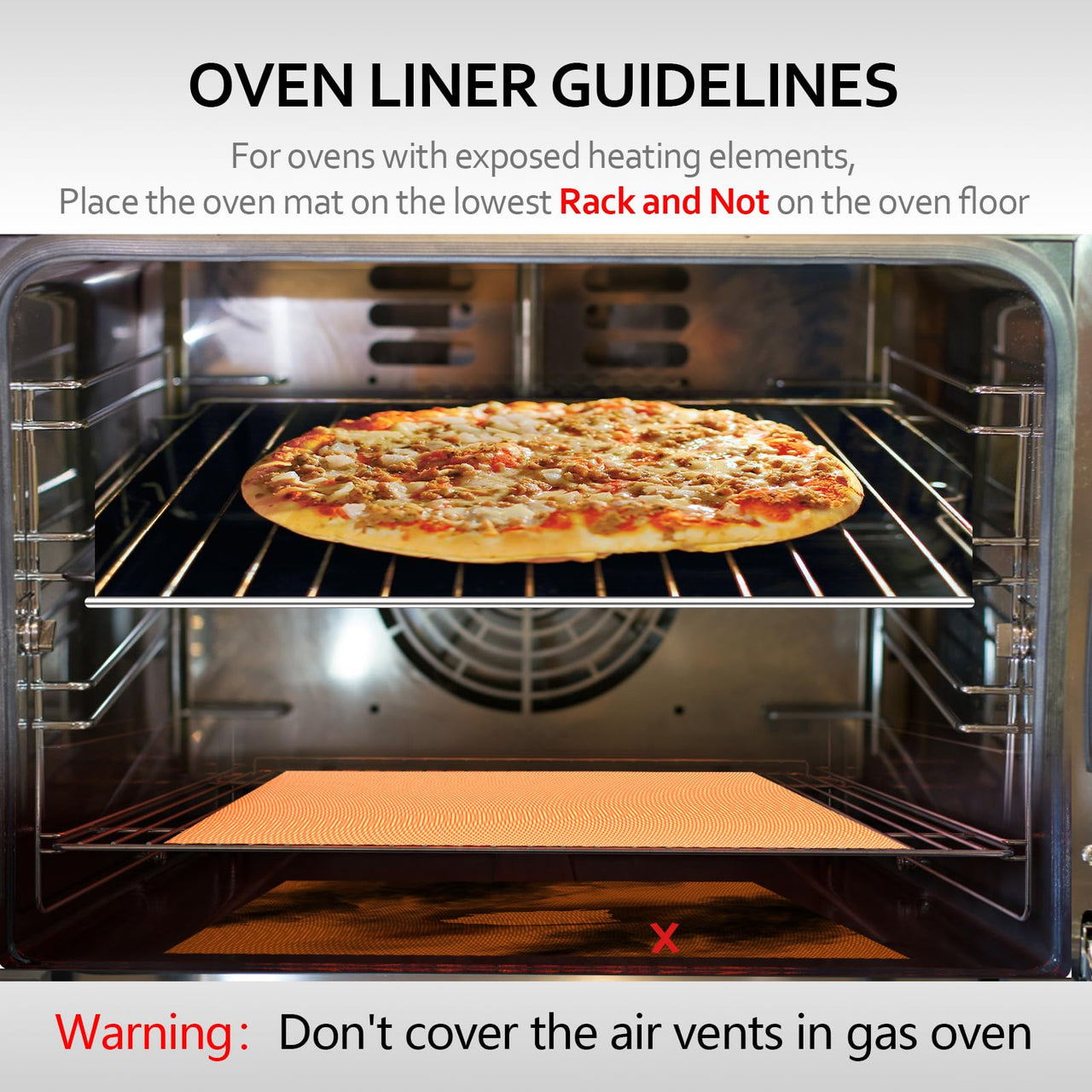 5 Pack Oven Liners for Bottom of Oven, 16x24 inch Thick Heavy Duty Non Stick Teflon Oven Mats, BPA and PFOA Free Reusable Oven Liners for Bottom of Electric Oven Copper 5 Pack