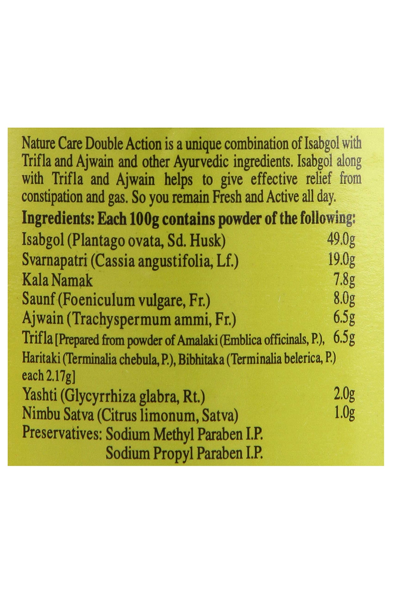 Dabur Nature Carel Double Action Isabgol, Trifala And Ajwain - 100g | Effective Relief From Constipation & Gas
