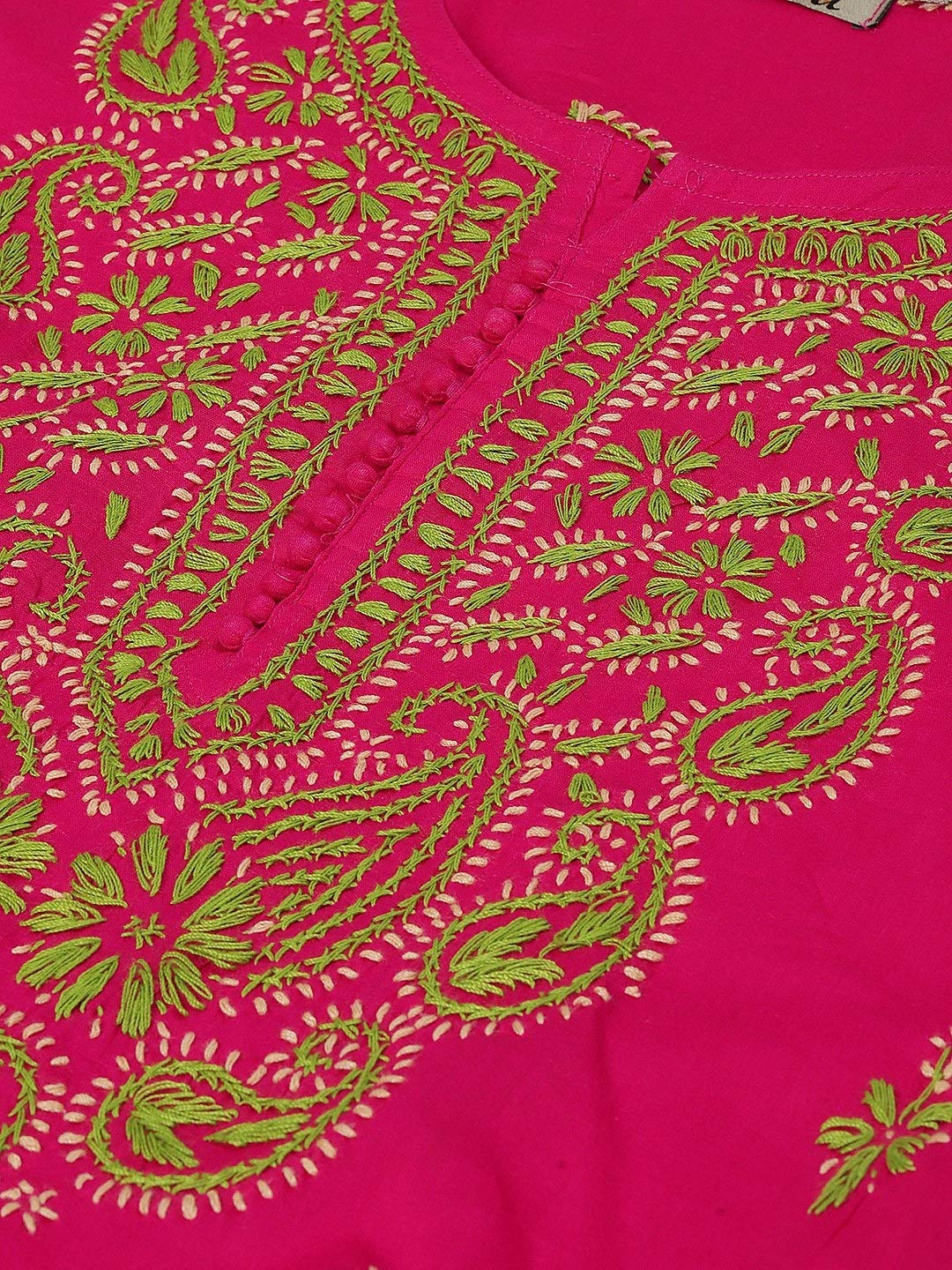 Ada Women's  Straight Cotton Kurti Lucknowi Handmade Chikankari Tunic Kurta