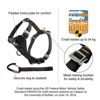 Kurgo Dog Harness | Car Harness for Dogs | Medium | Black | Pet Safety Seat Belt | Certified Crash Tested Harness | Car Seatbelt | Tru-Fit Enhanced Strength Style