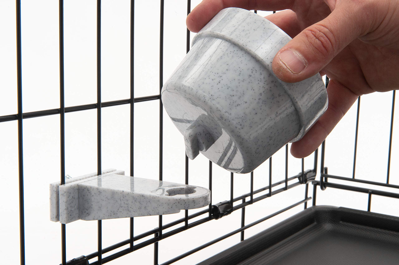 Lixit Quick Lock Removable Dog Kennel Bowls for Wire and Soft Sided Crates (10oz Wire Crate, Granite) 10oz Wire Crate