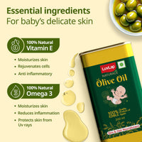 LuvLap Naturals Baby Body Massage Olive Oil, 200 ML, Spanish Premium Olive Oil, Enhances Bone & Muscle Strength, 200 ML
