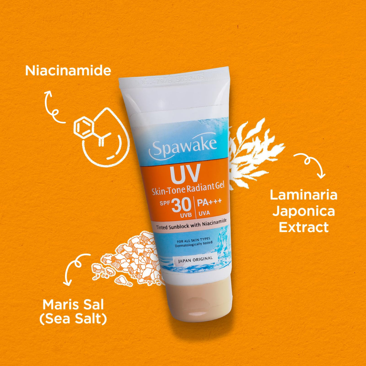 Spawake Sunscreen UV Tone Radiant Gel | SPF 30 PA+++ | Tinted & Non Greasy | Even Tone | For All Skin Tones | 45g