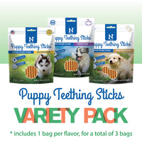 N-Bone Puppy Teething Sticks Variety Pack, Chicken & Pumpkin & Peanut Butter Flavor, Total 3 Bags, 11.22-oz