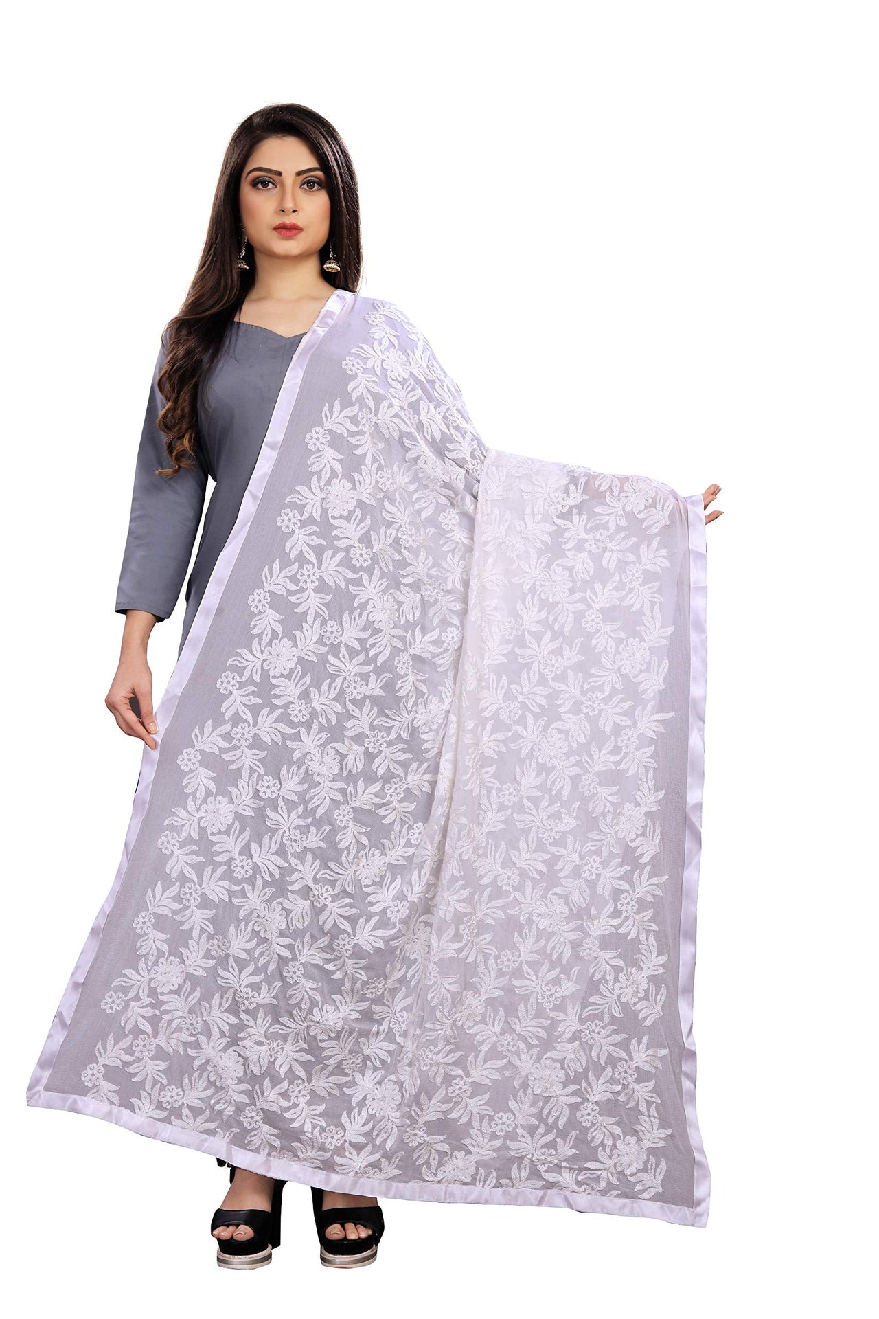 Akshar Llc Miss India Women's  Chiffon Dupatta With Goodembroidery Work