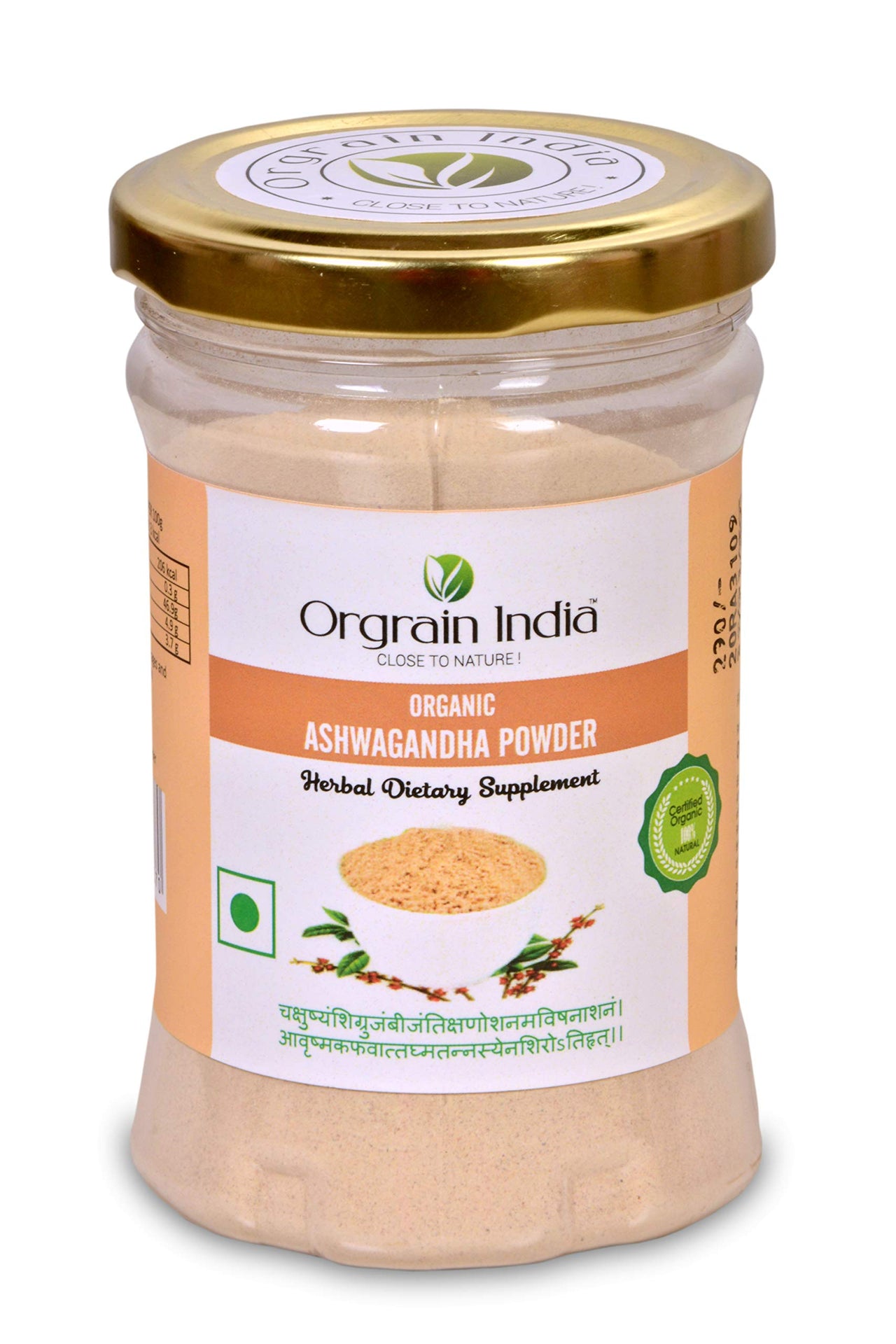 Orgrain India Organic Ashwagandha Root Powder 300g (Pack of 3 * 100g) |