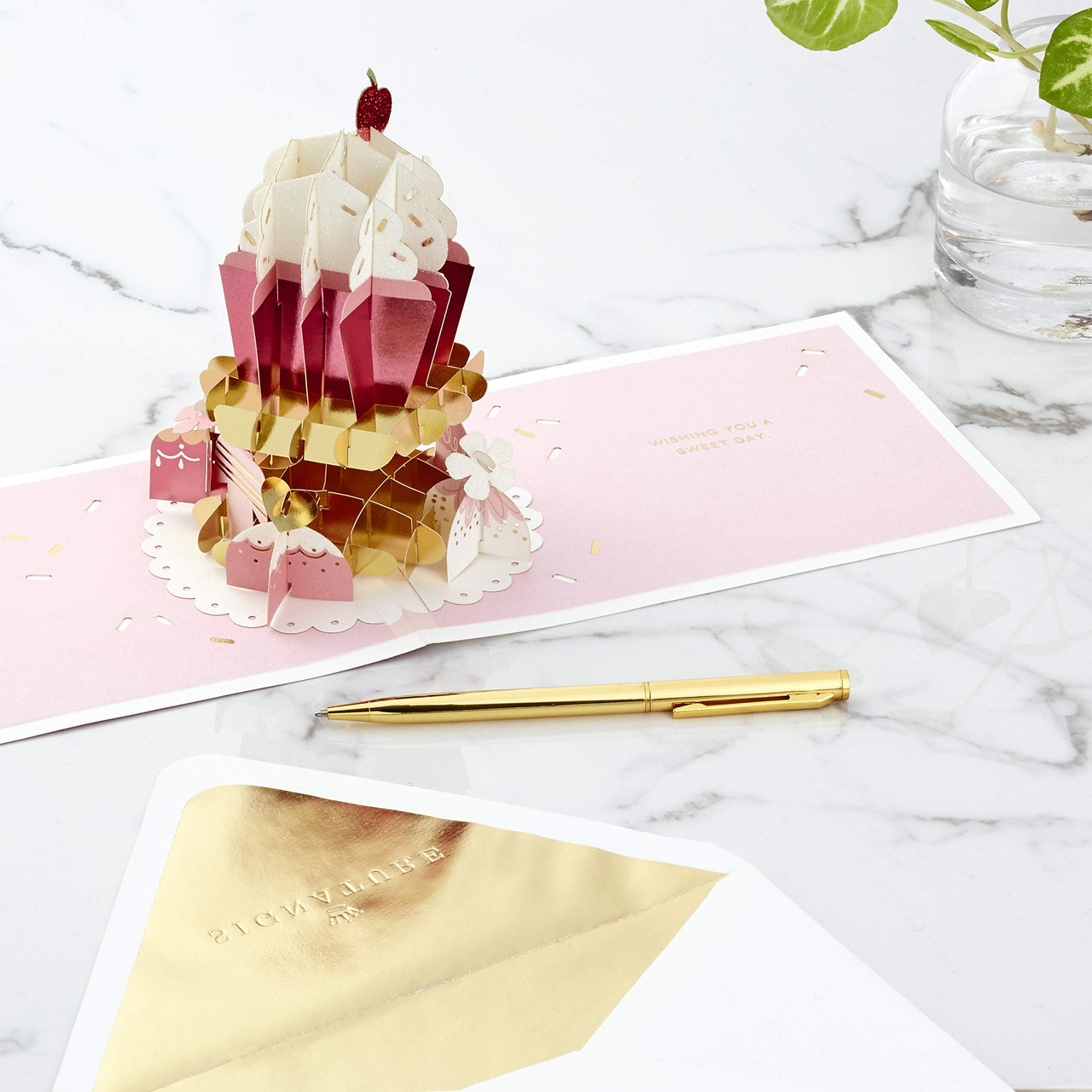 Hallmark Signature Paper Wonder Pop Up Birthday Card (Cupcake, Sweet Day), Model Number: 1299RZH1142 Pop Up, Cupcake, Sweet Day