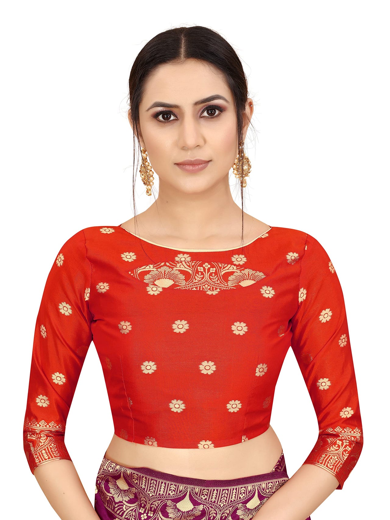 SATYAM WEAVES Women's  Banarasi Cotton Silk Saree With Blouse Piece