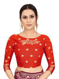 SATYAM WEAVES Women's  Banarasi Cotton Silk Saree With Blouse Piece