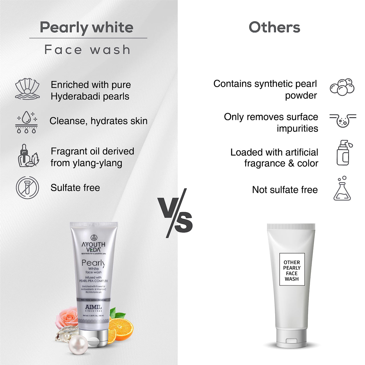 Ayouthveda Pearly White Face Wash for Glowing & Radiant Skin| Enriched With Anti-oxidants & Vitamin C| Suitable For Normal & Oily Skin| Men & Women Daily face wash(Pack Of 3-100ml each)