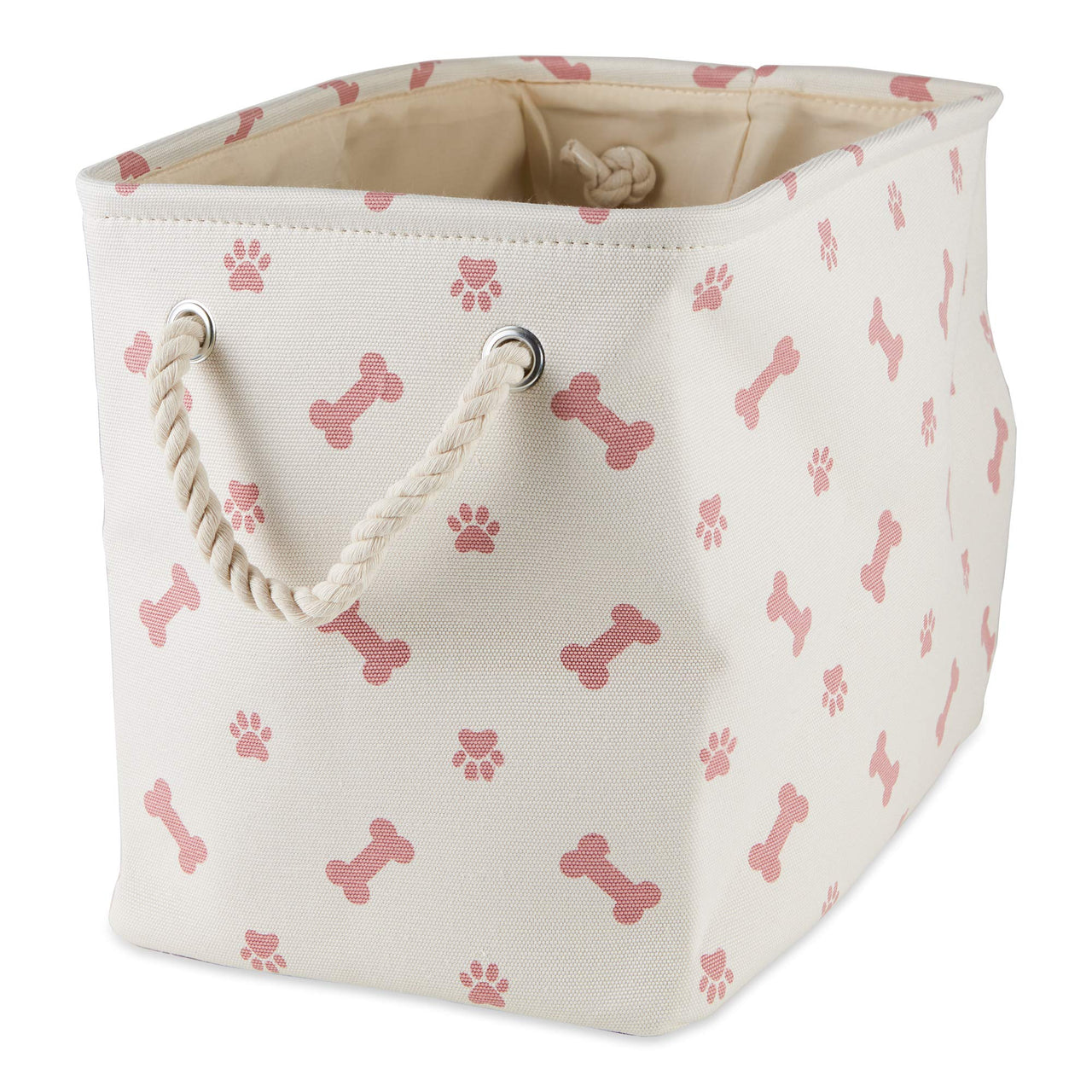 Bone Dry Pet Storage Collection Paw and Bone Print, Large Rectangle, 17.5x12x15", Rose