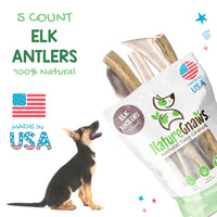Nature Gnaws Elk Antlers for Large Dogs - Premium Natural USA Antler - Long Lasting Dog Bones for Aggressive Chewers - 5-8 Inch Mix of Split and Whole 5 Count (Pack of 1)