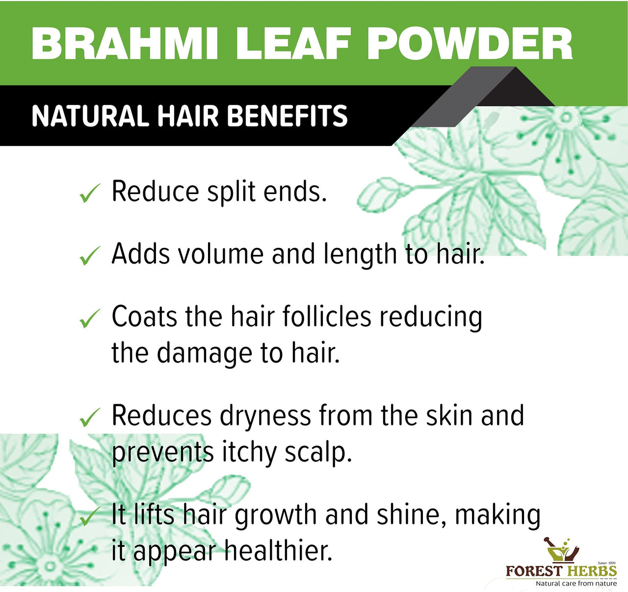 THE FOREST HERBS Natural care from nature Brahmi Powder 200 Grams For Hair Growth | 100% Natural, No Preservative, All Hair Type