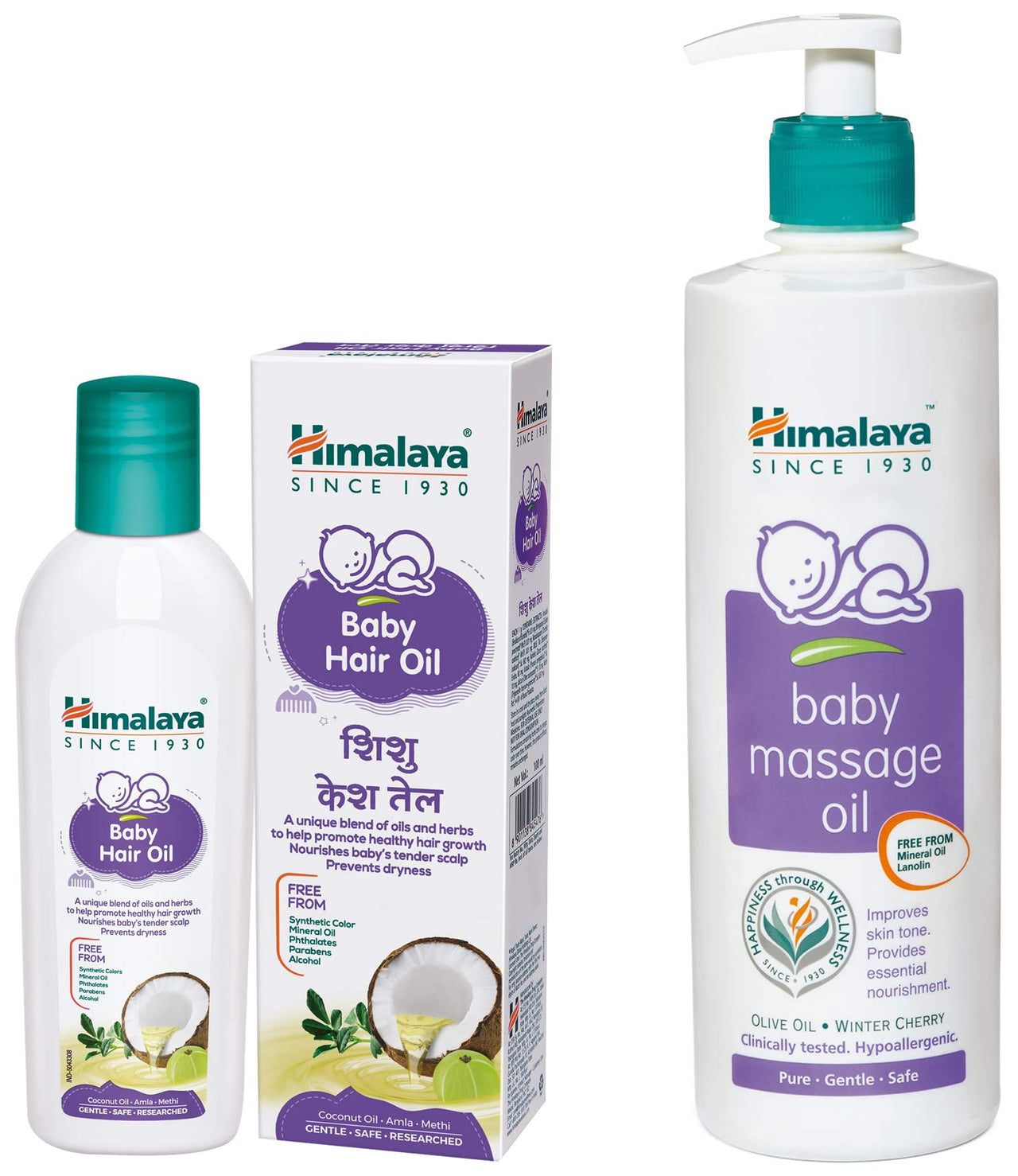 Himalaya Baby Massage Oil (500Ml)&Baby Hair Oil 200 Ml