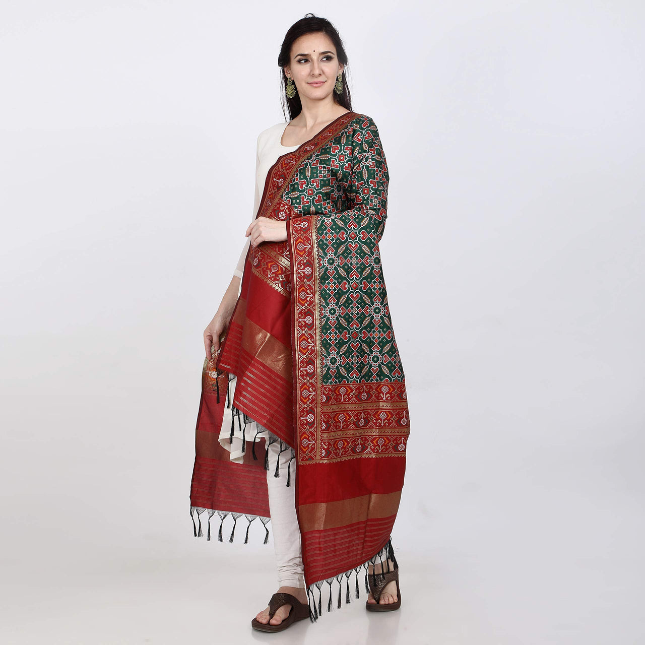 KAPAAHA Women's  Woven Silk Blend Patola Dupatta/Chunni Enough
