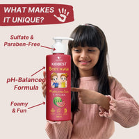 HealthBest Kidbest Bodywash for 3-13 Years Kids | Anti-Bacterial | Normal Skin, Sensitive Skin & Dry Skin | Tear, Paraben, SLS free | Watermelon Flavor | 500ml (Pack of 2)